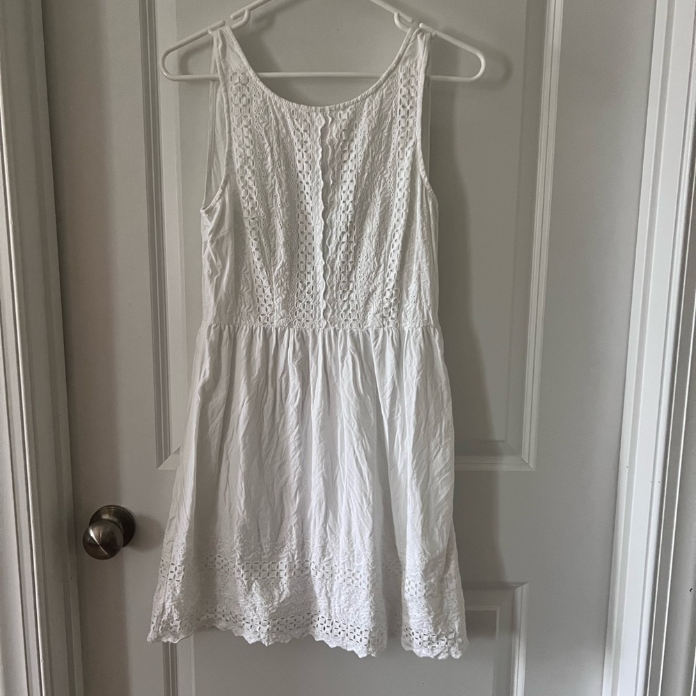 White Eyelet Sleeveless Dress